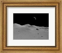 Artist's Concept of a View Across the Surface of the Moon Towards Earth in the Distance Fine Art Print