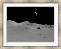 Artist's Concept of a View Across the Surface of the Moon Towards Earth in the Distance Fine Art Print