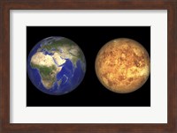 Artist's concept showing Earth and Venus without their Atmospheres Fine Art Print