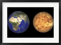 Artist's concept showing Earth and Venus without their Atmospheres Fine Art Print