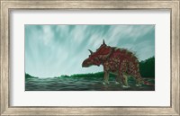A Xenoceratops in the Shallow Waters of a Prehistoric River Fine Art Print