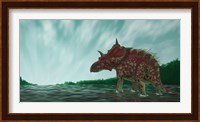 A Xenoceratops in the Shallow Waters of a Prehistoric River Fine Art Print