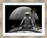 An Astronaut Takes a Last look at Earth before Entering Orbit Around the Moon Fine Art Print
