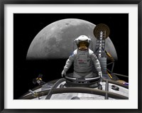 An Astronaut Takes a Last look at Earth before Entering Orbit Around the Moon Fine Art Print
