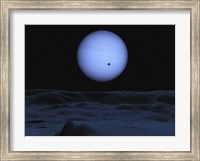 Artist's concept of Neptune as seen from its largest moon Triton Fine Art Print