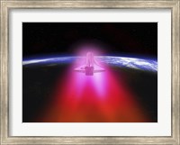 Illustration of a space shuttle re-entering the Earth's atmosphere Fine Art Print