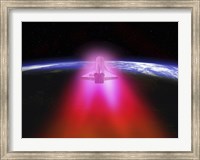Illustration of a space shuttle re-entering the Earth's atmosphere Fine Art Print