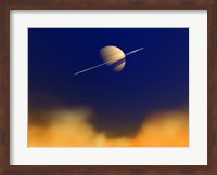 Artist's concept of Saturn Amongst the Hydrocarbon Haze of its Moon Titan Fine Art Print