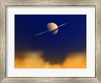 Artist's concept of Saturn Amongst the Hydrocarbon Haze of its Moon Titan Fine Art Print