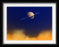 Artist's concept of Saturn Amongst the Hydrocarbon Haze of its Moon Titan Fine Art Print