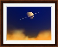 Artist's concept of Saturn Amongst the Hydrocarbon Haze of its Moon Titan Fine Art Print