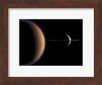 Artist's concept of Saturn and its Moon Titan Fine Art Print