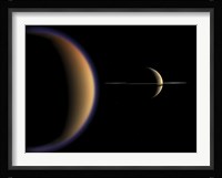Artist's concept of Saturn and its Moon Titan Fine Art Print