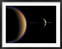 Artist's concept of Saturn and its Moon Titan Fine Art Print