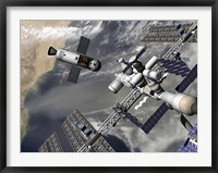 Artist's concept of a Trans-Lunar Space Tug Departing the International Space Station Fine Art Print