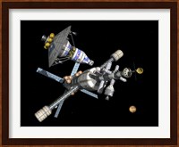 A Manned Mars Lander/Return Vehicle Disembarks from a Mars Cycler Fine Art Print