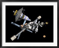 A Manned Mars Lander/Return Vehicle Disembarks from a Mars Cycler Fine Art Print