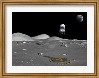 A Lunar Shuttle Descends Toward a Manned Outpost on the Moon Fine Art Print