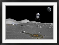 A Lunar Shuttle Descends Toward a Manned Outpost on the Moon Fine Art Print