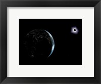 Illustration of the City Lights on a Dark Earth During a Solar Eclipse Fine Art Print