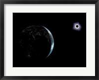 Illustration of the City Lights on a Dark Earth During a Solar Eclipse Fine Art Print