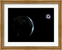 Illustration of the City Lights on a Dark Earth During a Solar Eclipse Fine Art Print