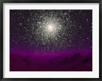 Illustration of a Globular Cluster Over the Terrain of a Barren Planet Fine Art Print