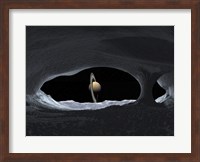 Artist's Concept of how Saturn might appear from within a Hypothetical Ice Cave on Lapetus Fine Art Print