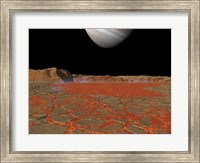 Artist's concept of a view Across a Pool of Lava on the Surface of Lo, Towards Jupiter Fine Art Print