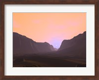 Illustration of a Martian Sunrise From Within a Deep Canyon Fine Art Print