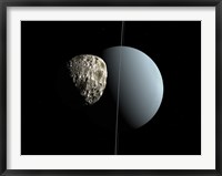 Artist's concept of how Uranus and its Tiny Moon Puck Fine Art Print