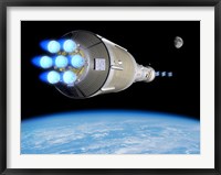 A Phobos Mission Rocket Ignites its Chemical Thrusters Fine Art Print