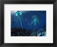 A Swarm of Jellyfish Swim the Panthalassic Ocean Fine Art Print