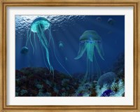 A Swarm of Jellyfish Swim the Panthalassic Ocean Fine Art Print