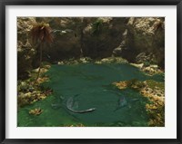 A Pair of Elasmosaurus Engage in a Swimming Courtship Dance Fine Art Print