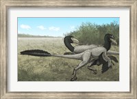 Two Dromaeosaurus Dinosaurs Sunbathing in the Cretaceous Period Fine Art Print