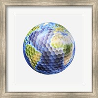 3D rendering of a planet Earth Golf Ball, White Background Fine Art Print