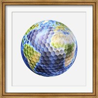 3D rendering of a planet Earth Golf Ball, White Background Fine Art Print