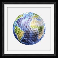 3D rendering of a planet Earth Golf Ball, White Background Fine Art Print