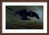 Microraptor Hunting a Small Lizard on a Tree Branch Fine Art Print