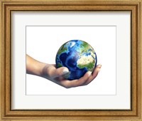 Human Hand Holding Planet Earth Fine Art Print