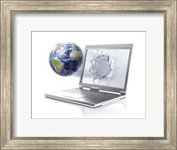 Planet Earth Globe Coming Out From a Laptop Computer Fine Art Print