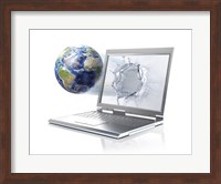Planet Earth Globe Coming Out From a Laptop Computer Fine Art Print