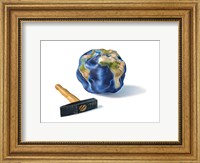 Planet Earth Smashed by a Hammer Fine Art Print