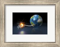 Earth Globe with a Fuse Lighted up as a Time Bomb Fine Art Print