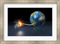 Earth Globe with a Fuse Lighted up as a Time Bomb Fine Art Print