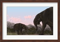 Two Deinotherium, an Extinct Animal of the Miocene Epoch Fine Art Print