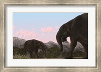 Two Deinotherium, an Extinct Animal of the Miocene Epoch Fine Art Print