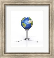 Golf Ball with the Texture of Planet Earth Placed on a Tee Fine Art Print
