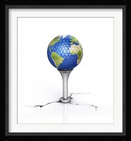 Golf Ball with the Texture of Planet Earth Placed on a Tee Fine Art Print